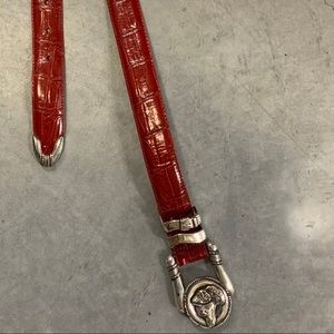 Red croc-like leather red